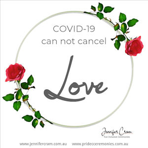 Covid can't cancel Love with a circle of
                    red roses